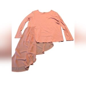 DG2 Womens Long Sleeve Pink High-Low Top with Chiffon Tail Size XL A18